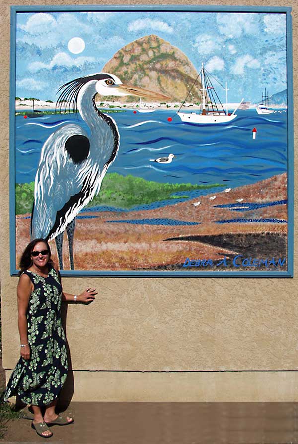 Debra Coleman mini mural big size - Moon, Sky, Boats, Water.
